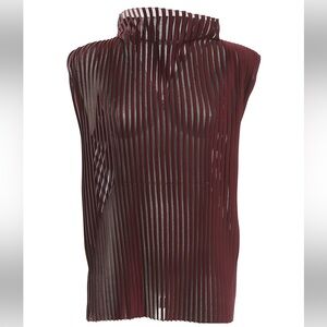 CELINE Two-tone pleated silk blend top